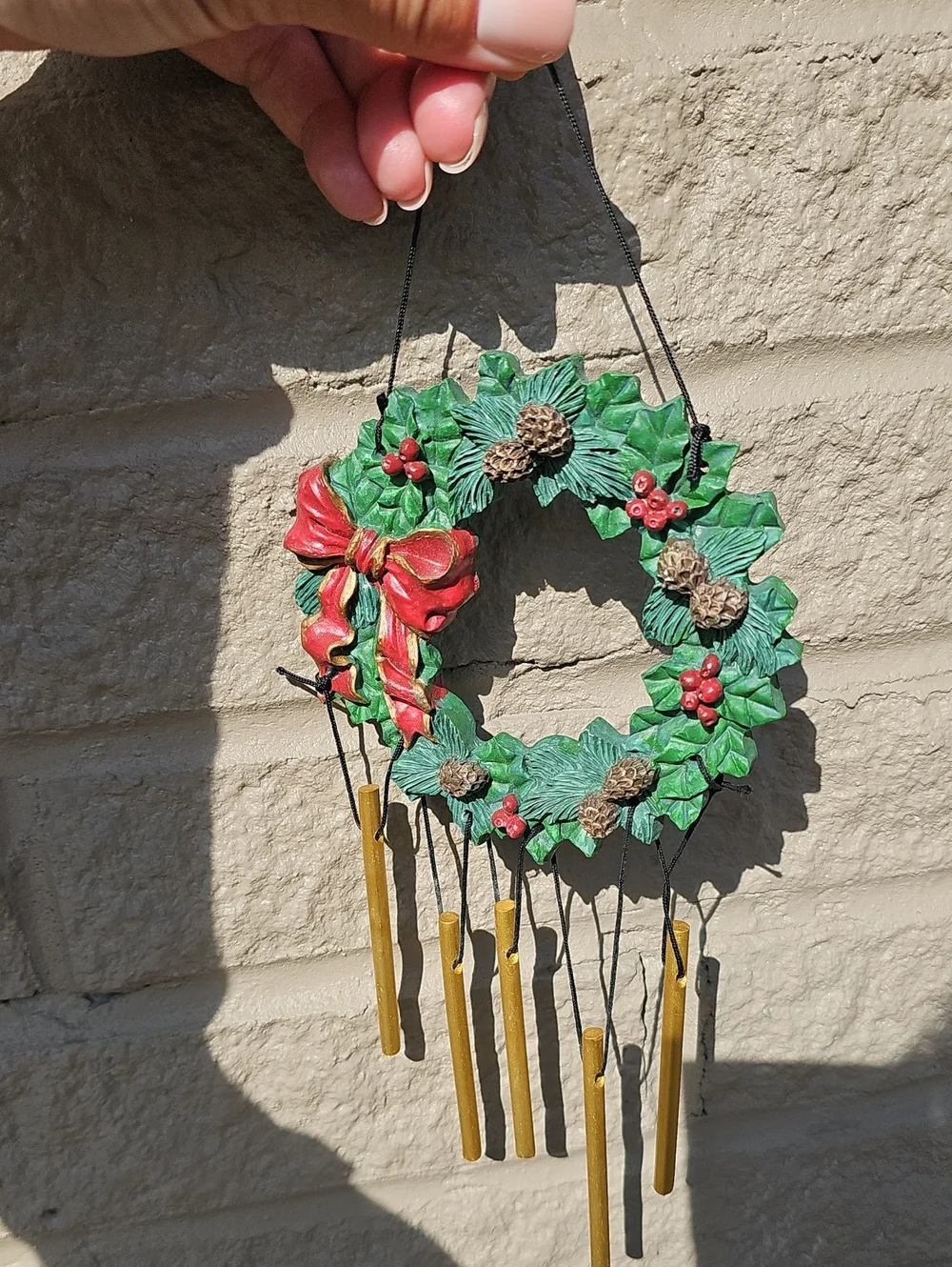 Christmas wreath wind chime
